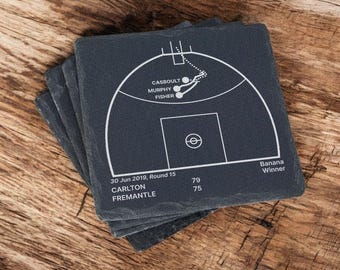 Carlton Blues Fan Gift | Greatest Carlton Plays Slate Coasters (Set of 4) | AFL Fan Gift | AFL Memorabilia | Unique Sports Gift | Home Decor