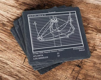 Atlanta Falcons Fan Gift | Greatest Falcons Plays Slate Coasters (Set of 4) | NFL Fan Gift | Football Memorabilia | Unique Sports Gift