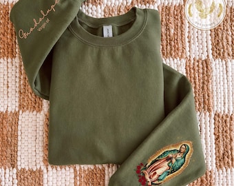 Virgin of Guadalupe Sweatshirt, Virgen de Guadalupe Shirt: Ethically Grown Soft Cotton Blend
