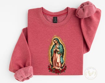 Virgen de Guadalupe Sweatshirt, Our Lady of Guadalupe Shirt: Ethically Grown Soft Cotton Blend