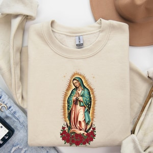 Virgen de Guadalupe Sweater, Mothers Day Gift, Our Lady of Guadalupe Sweatshirt, Gift for Mom, Mexican Heritage Gift, Catholic Women Shirt.