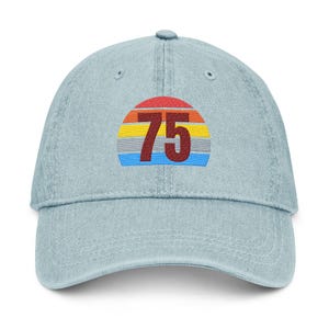 1975 Embroidered Denim Cap, 50th Birthday Gift, Gift for Brother, Retro Vintage 1975 Hat, Husband Birthday Hat, Embroidery Gifts for Mom.