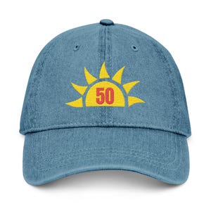 50th Birthday Gift, Embroidered Denim Cap for Women or Men, Vintage 1950 Hat, Gift for Brother, Birthday Girls Trip, Embroidery Gift for Mom