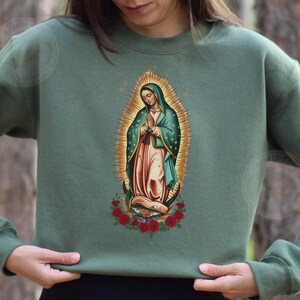 Our Lady of Guadalupe Sweatshirt, Virgen de Guadalupe Sweater, Virgin Mary Gift, Mexican Heritage Gift, Christian Mom Shirt.