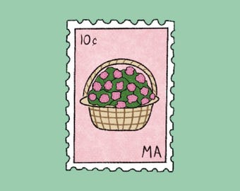 Flower Basket Stamp Sticker | Valentine’s Day | Cute Sticker