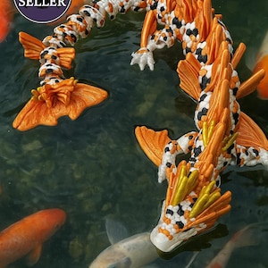 3D Printed Koi Dragon: Articulated Fidget Toy, Unique Collectible