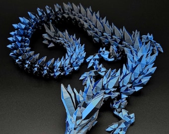 3D Printed Crystal Dragon | Articulated Desk Toy, Dragon Lover Gift