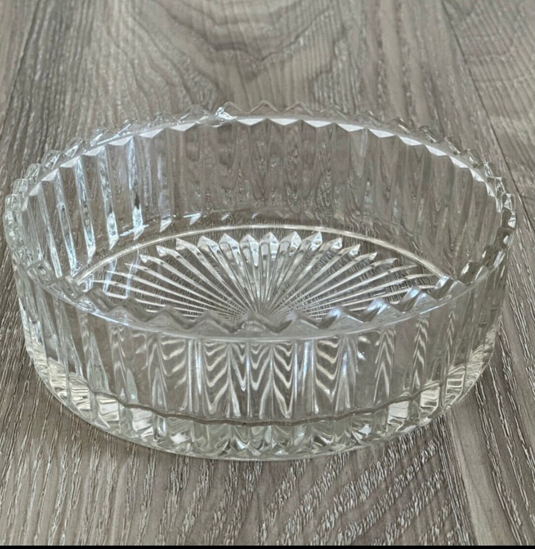 Round Ribbed Glass Mikasa Vintage Round Ribbed Glass for Wine Bottle Coaster or Candy Dish ...