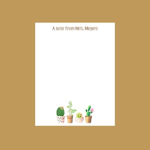 Cactus Notepad, Succulent Notepad, Personalized Notepad, Teacher gift, stocking stuffer