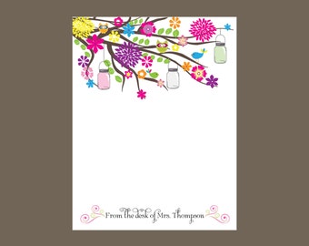 Garden party notepad personalized notepad, teacher gift, stocking stuffer