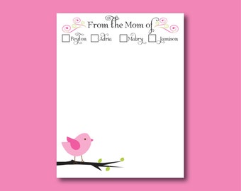 Bird Notepad, from the Mom of notepad,  Teacher gift, teacher notepad, stocking stuffer