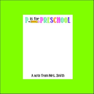 Preschool Teacher Notepad, Teacher Notes, teacher gift, Pre-K