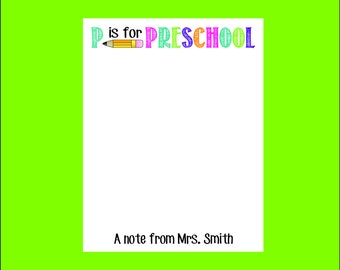 Preschool Teacher Notepad, Teacher Notes, teacher gift, Pre-K