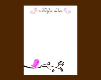 Bird on a branch notepad personalized notepad, teacher gift, stocking stuffer