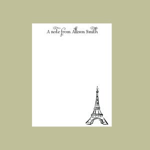 Eiffel Tower notepad Personalized Notepad, party favor Teacher gift, stocking stuffer