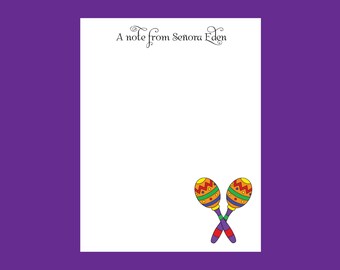 Spanish Teacher Notepad, Maracas, Custom Notepad, Personalized Notepad, Teacher gift, stocking stuffer, espanol