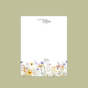 Wildflower notepad, personalized notepad, teacher gift, stocking stuffer