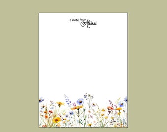 Wildflower notepad, personalized notepad, teacher gift, stocking stuffer