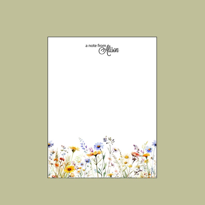 Wildflower notepad, personalized notepad, teacher gift, stocking stuffer image 1