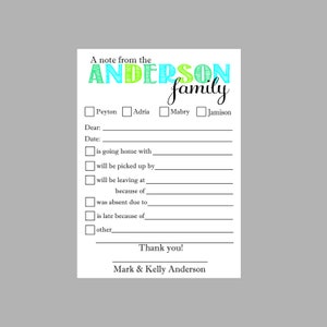 Personalized Notepad, School Notepad, Notes to teacher, Bus notepad,