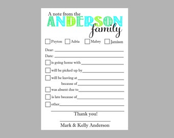 Personalized Notepad, School Notepad, Notes to teacher, Bus notepad,