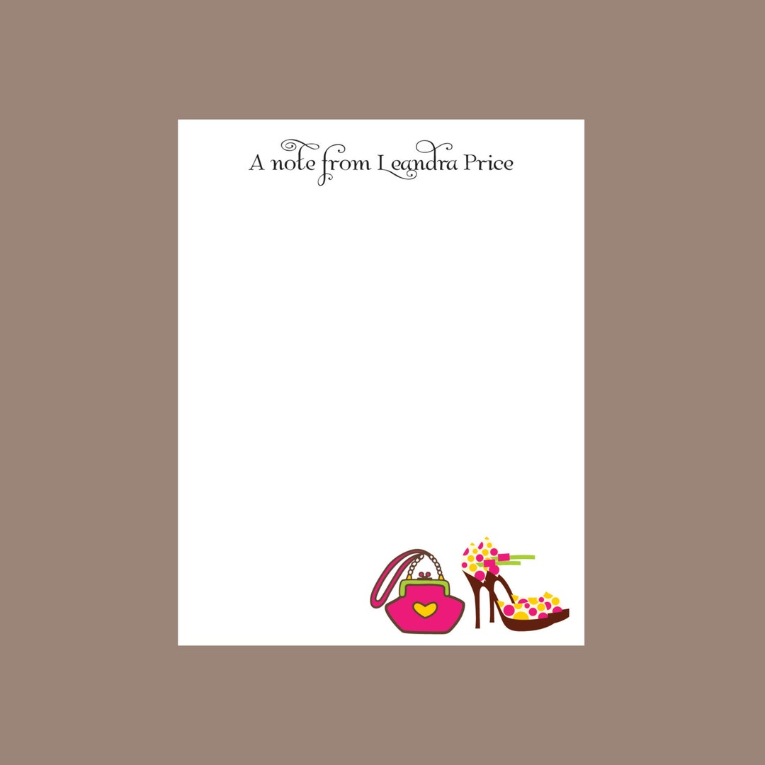 High Heel and Purse Notepad, Personalized Notepad, Teacher Gift ...