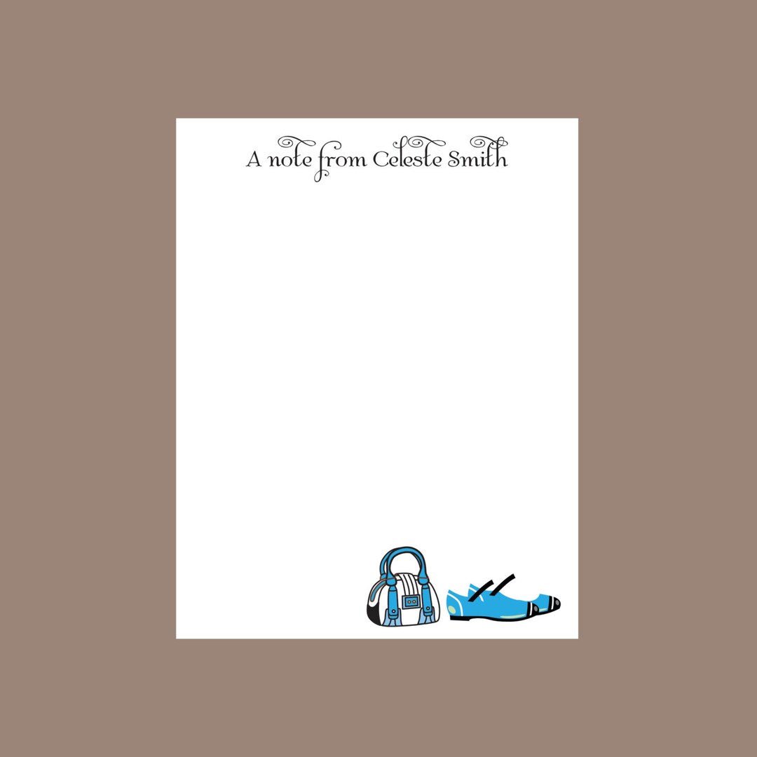 Purse and High Heel Notepad, Blue, Personalized Notepad, Teacher Gift ...