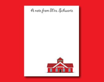 Personalized Teacher Notepad, Schoolhouse Notepad,  Custom Notepad, End of Year Gift, Teacher gift