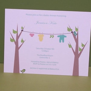Clothesline baby shower invitation (set of 10)