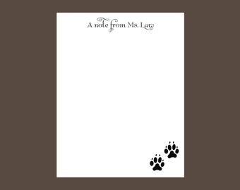 Pawprint notepad, dog Personalized Notepad, Personalized Stationery, stocking stuffer