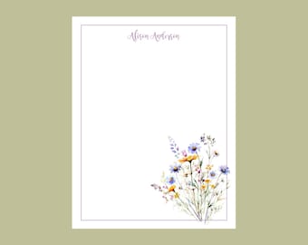 Wildflower bouquet notepad, personalized notepad, teacher gift, stocking stuffer