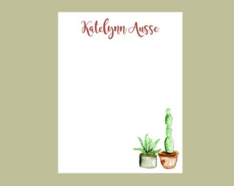 Succulent Notepad, Cactus Notepad, Personalized Notepad, Teacher gift, stocking stuffer