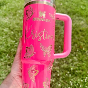 30 oz. Stanley Tumbler, Butterfly laser engraved, personalized
