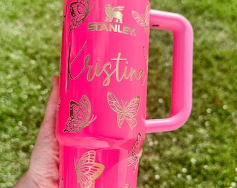 30 oz. Stanley Tumbler, Butterfly laser engraved, personalized