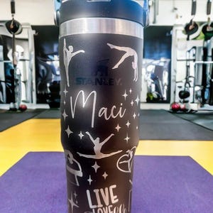 30 oz. Gymnastics Stanley IceFlow flip straw, personalized water bottle