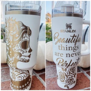 40 oz. Sugar Skull Stanley, Laser Engraved Tumbler, Dia de Muertos