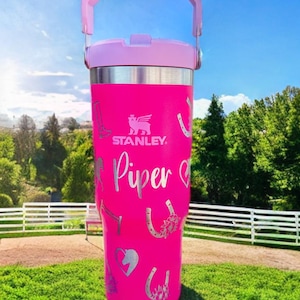 30 oz. Kids Horseback riding Stanley IceFlow flip straw, personalized water bottle