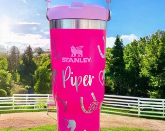 30 oz. Paardrijden voor kinderen Stanley IceFlow rietje, gepersonaliseerde waterfles