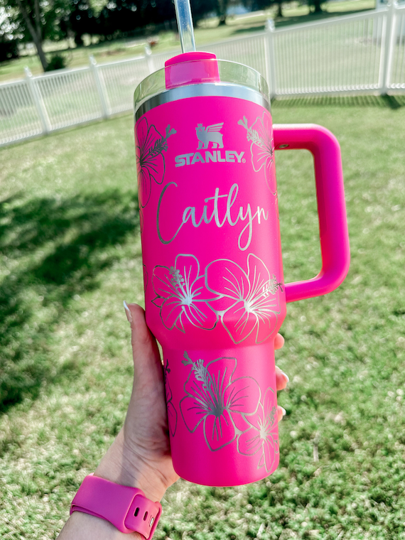 40 Oz. Laser Engraved Hibiscus Stanley Tumbler Quencher - Etsy