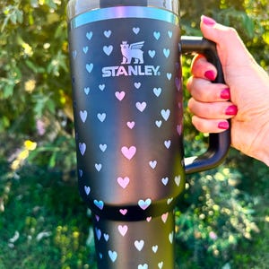 40 oz. Black Chroma Stanley Hearts, Laser Engraved Tumbler