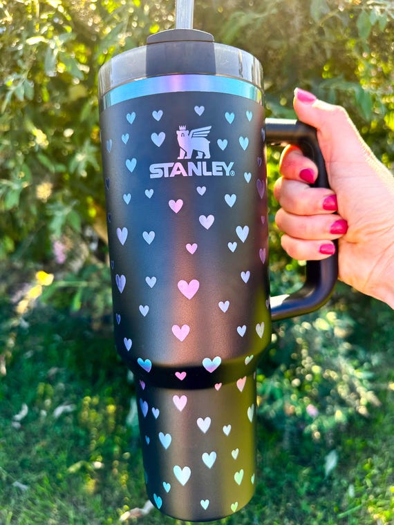 40 Oz. Black Chroma Stanley Hearts, Laser Engraved Tumbler - Etsy