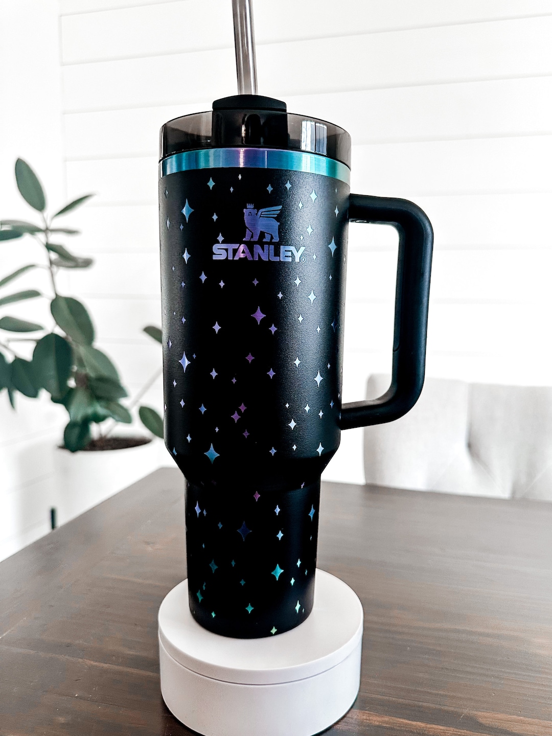 40 Oz. Black Chroma Stanley Sparkle Stars Laser Engraved Tumbler