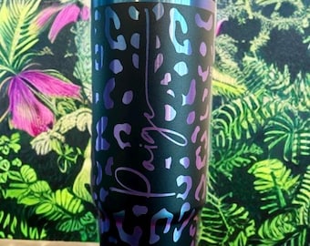 Vaso Stanley de 30 oz, estampado de leopardo grabado con láser, personalizado