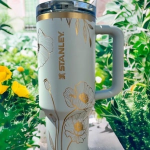 40 oz. ProTour Poppy Stanley, Laser Engraved Tumbler with leak proof lid