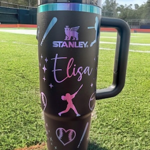 30 oz. Girls Softball Stanley Quencher, personalized tumbler