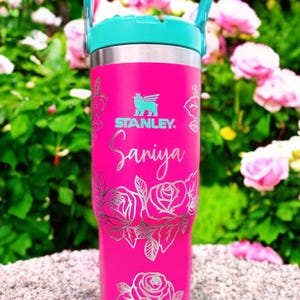 30 oz. Rose Stanley IceFlow flip straw, personalized water bottle