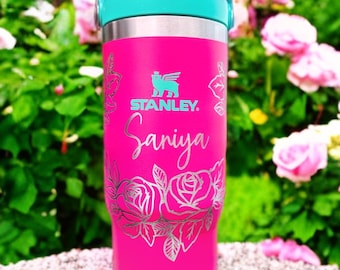 30 Unzen Rose Stanley IceFlow Klappstrohhalm, personalisierte Wasserflasche