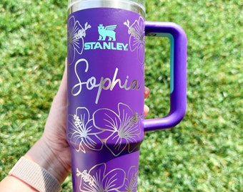 30 Unzen Stanley Tumbler, Hibiskus Laser graviert, personalisiert