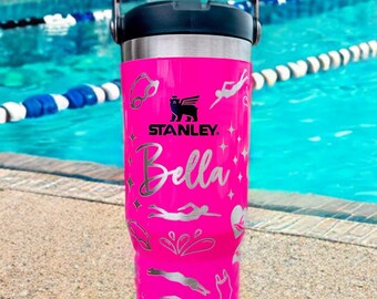 30 oz. Competitiezwemwedstrijd Stanley IceFlow omklapbaar rietje, gepersonaliseerde waterfles