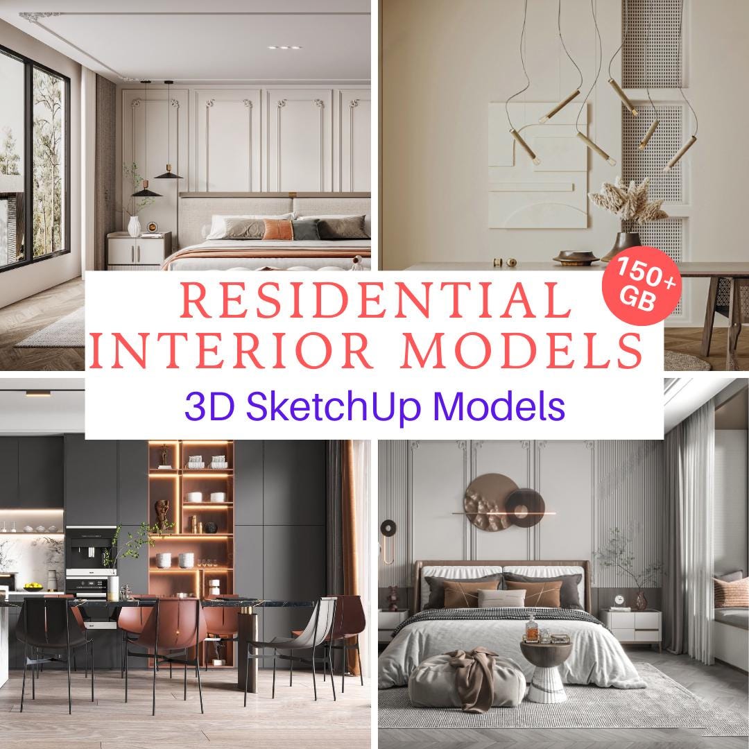 3D Interior Model Pack for Sketchup | Residential Design Scenes Bundle ...